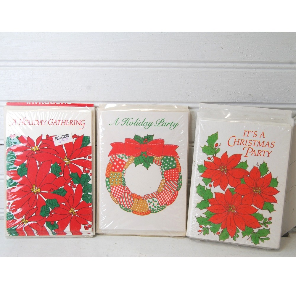 Vintage Christmas Party Invitations 24 Holiday Cards envelopes